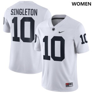 #10 Nicholas Singleton Penn State Lions White Women's Jersey Football 471779-764
