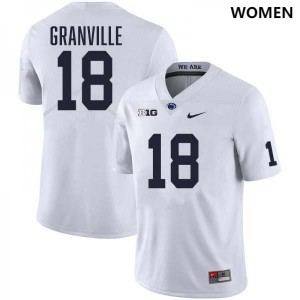 #18 Max Granville PSU White Womens Jersey Stitched College Football 900444-874