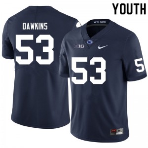 #53 Nick Dawkins Penn State Lions Navy Youth Jersey Limited College Football 929714-844