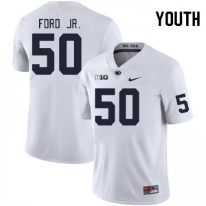 #50 Alonzo Ford Jr. Penn State Lions White Youth Jersey 2024-25 College Football 626203-958