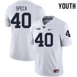 #40 Anthony Speca Lions White Youth Jersey Stitched College Football 246557-857