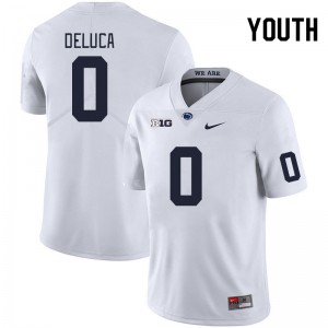 #0 Dominic DeLuca Penn State White Youth Jersey High School College Football 119965-957