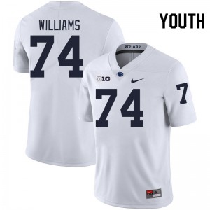 #74 J'ven Williams Penn State Nittany Lions White Youth Jersey NCAA College Football 405246-307