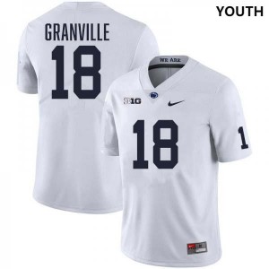#18 Max Granville PSU Nittany Lions White Youth Jersey Stitched College Football 881501-541