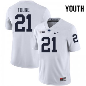 #21 Vaboue Toure PSU White Youth Jersey University College Football 445607-999