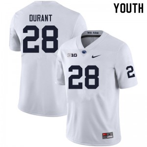 #28 Zane Durant PSU White Youth Jersey Limited College Football 594333-431