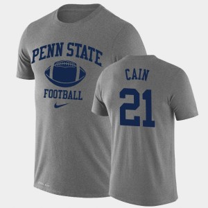 #21 Noah Cain Penn State Nittany Lions Heathered Gray Men T-Shirt Lockup Legend Performance Retro Football 499649-755