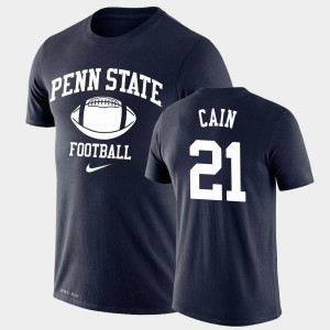 #21 Noah Cain Penn State Lions Navy Men's T-Shirt Lockup Legend Performance Retro Football 986739-558