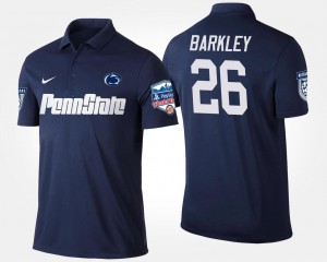 #26 Saquon Barkley Penn State Nittany Lions Navy Men Polo Fiesta Bowl Name and Number Bowl Game 363196-327