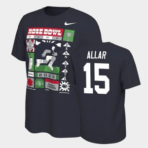 #15 Drew Allar PSU Nittany Lions Navy Men T-Shirt 2023 Rose Bowl College Football 576245-349