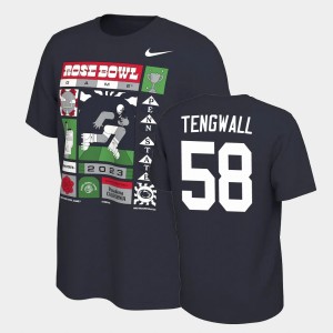 #58 Landon Tengwall Lions Navy Mens T-Shirt 2023 Rose Bowl College Football 342439-529