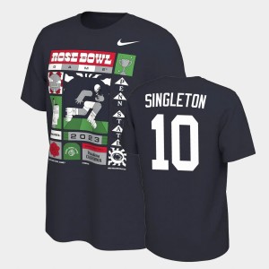 #10 Nicholas Singleton PSU Navy Men T-Shirt 2023 Rose Bowl College Football 961555-471
